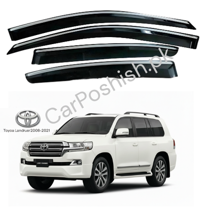 Air Press Simple & Chrome Toyota Land Cruiser LC 200 – Injection Type Mugen Style Door Visor Clip Fit (Black, 4 Pcs Set, Box Pack)