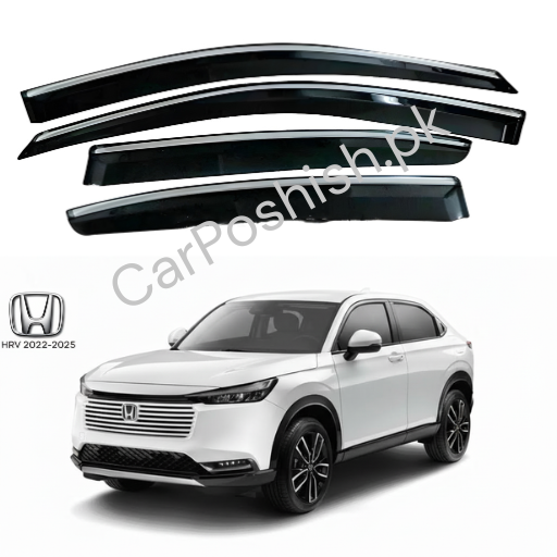 Air Press Simple & Chrome Honda HR-V – Injection Type Mugen Style Door Visor Clip Fit (Black, 4 Pcs Set, Box Pack)