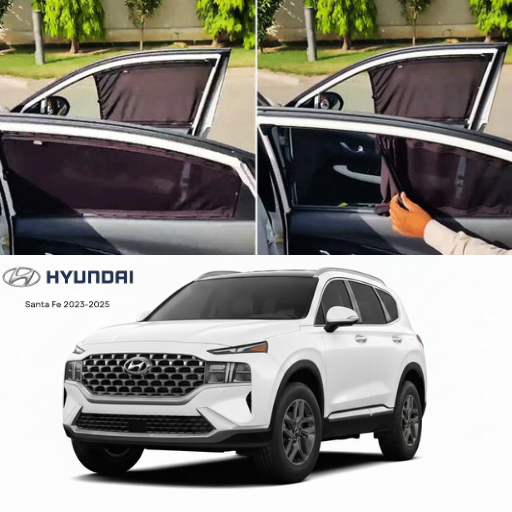Hyundai Santa Fe 2023–2026 Railing Curtains Premium Sunshade Window Curtain Set